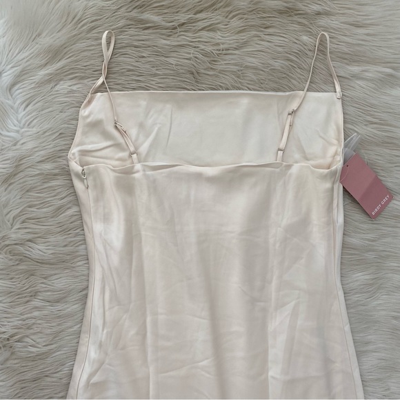 Birdy Grey Champagne Satin Sleeveless Cowl Neck Lisa Midi Bridesmaid Dress - Picture 8 of 12